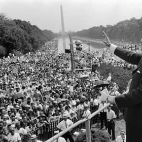Martin Luther King waves to supporters on the Mall in Washington DC (Photo: -/AFP via Getty Images)
