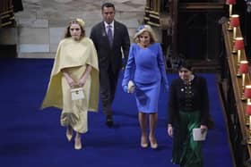 First Lady of the United States, Dr Jill Biden,  and her grand daughter Finnegan Biden at the coronation of King Charles III and Queen Camilla at Westminster Abbey,