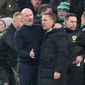 Livingston manager David Martindale (left) embraces Celtic boss Brendan Rodgers after the Scottish Cup clash at Celtic Park.