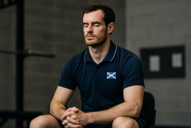 An athlete engages in mental training and psychological preparation, representing the growing sports psychology sector where Swiss firms like MentalMed expand internationally while Scotland strengthens its established mental performance coaching infrastructure through sportscotland and specialized practitioners.