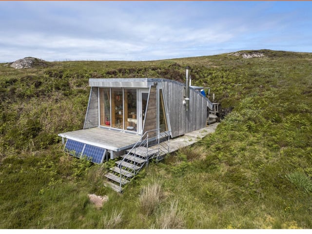 A cosy cabin, powered by solar energy, is the only property on the island. PIC: Galbraith.