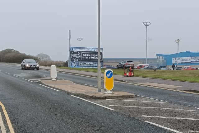 ​The busy section of Balmoor Terrace where a lollipop lady is already helping children cross.