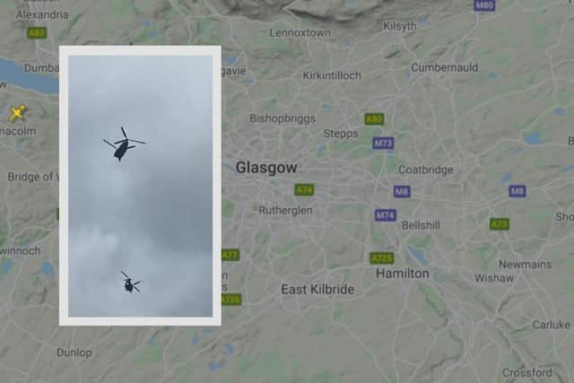 The choppers circled Broomhill in Glasgow. Picture: @iainwitheyman