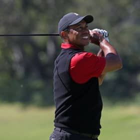 Tiger Woods in action during the Genesis Invitational at Riviera Country Club in February. Picture: Harry How/Getty Images.