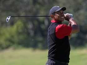 Tiger Woods in action during the Genesis Invitational at Riviera Country Club in February. Picture: Harry How/Getty Images.