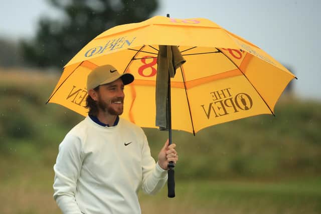Tommy Fleetwood walks to the first green during third round of the Aberdeen Standard Investments Scottish Open at The Renaissance Club. Picture: Andrew Redington/Getty Images