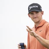 Nairn amateur Calum Scott acknowledges the fans during the third round of the 152nd Open at Royal Troon. Picture: Tom Russo/The Scotsman