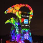 The Falkirk Wheel was lit up in support of the NHS.