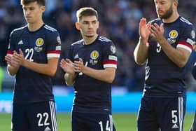 Scotland players (from left) Aaron Hickey, Billy Gilmour and Grant Hanley are all hoping to return from injury in time for Euro 2024. (Photo by Ewan Bootman / SNS Group)