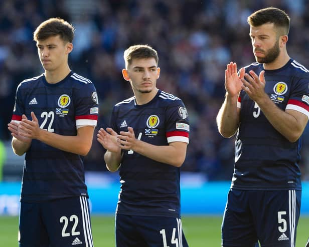 Scotland players (from left) Aaron Hickey, Billy Gilmour and Grant Hanley are all hoping to return from injury in time for Euro 2024. (Photo by Ewan Bootman / SNS Group)