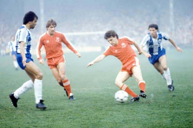 Aberdeen's John Hewitt in action against Porto in the 1984 Cup-Winners' Cup semi-final.