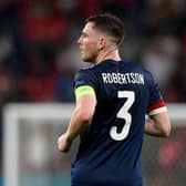 Andy Robertson in action for Scotland.