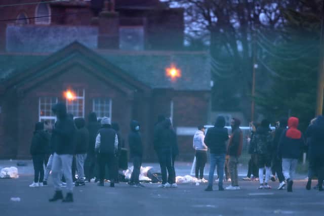 People at Napier Barracks in Folkestone after emergency services were called to an incident.