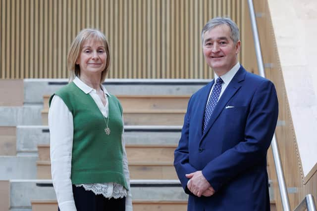 Nicola Thomas, director of the Food and Drink Exporters Association, and Adam Hardie, partner and head of food and drink at Johnston Carmichael. Picture: Nick Mailer.