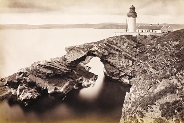 It was originally argued that building a lighthouse in the waters around Shetland would be impossible, too dangerous
and expensive. Bressay lighthouse, built in 1858 opposite the east coast of the mainland of Shetland, is proof that this argument
did not hold sway. It still stands guard over the ‘sooth mooth’ or southern entrance to Lerwick harbour. PIC: HES.