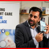 Health secretary Humza Yousaf as he attends the launch the Right Care, Right Place awareness campaign during a visit to Bangholm Medical Centre in Edinburgh. Picture: Andrew Milligan/PA Wire