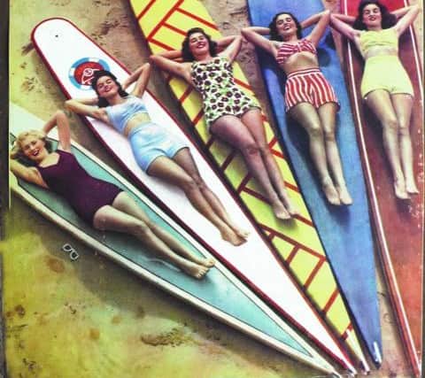 Swimweat shoot, using boards from the Manly Life Saving Club, 1940s PIC: Ray Leighton