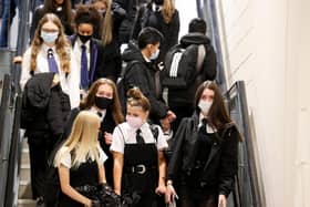 Pupils at Rosshall Academy wear face coverings last year