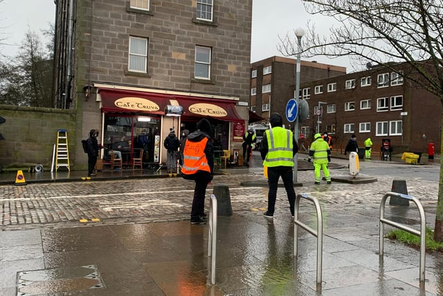 Marshals were on set to ensure social distancing guidelines were followed.