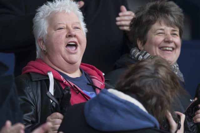 Val Mcdermid (left) attending a Raith Rovers v St Johnstone game during the William Hill Scottish Cup Quarter Final match at Starks Park, Kirkcaldy.