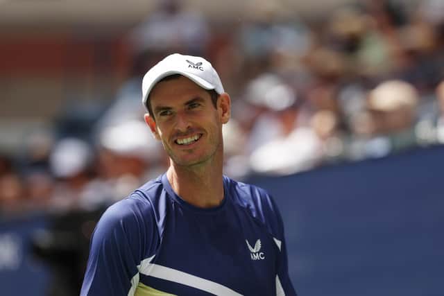 Andy Murray is all smiles during his victory over Emilio Nava in the second round of the US Open. (Photo by Julian Finney/Getty Images)