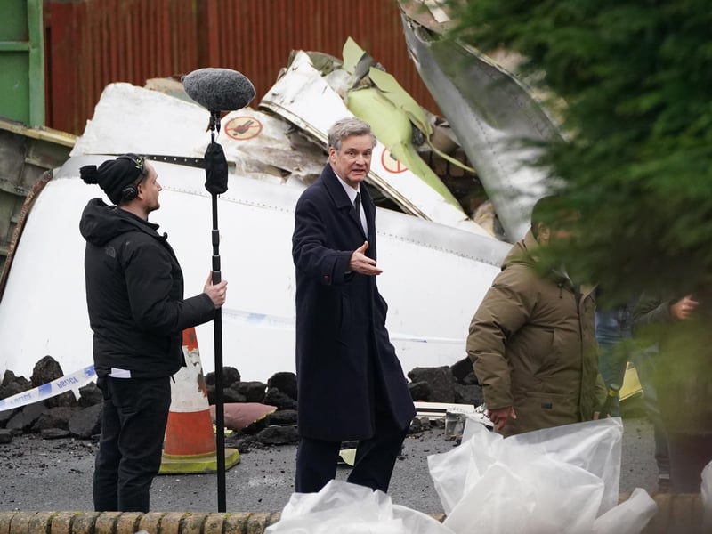 Colin Firth on set in Bathgate.