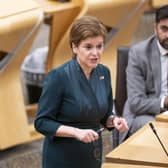 First Minster Nicola Sturgeon during First Minster's Questions in the debating chamber of the Scottish Parliament in Edinburgh. Picture date: Thursday October 28, 2021.