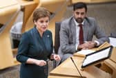 First Minster Nicola Sturgeon during First Minster's Questions in the debating chamber of the Scottish Parliament in Edinburgh. Picture date: Thursday October 28, 2021.