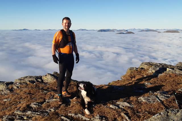 Mark Hartree, leader of Leonardo's participation in the UK’s Disability Confident Scheme, with his dog Barra. Picture: contributed.