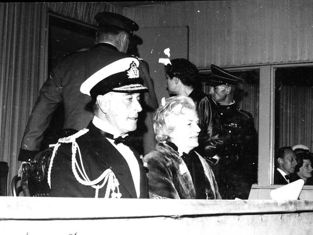 Lord Louis Mountbatten (Earl Mountbatten of Burma) and Lady Lambe at the Edinburgh Tattoo in 1962.