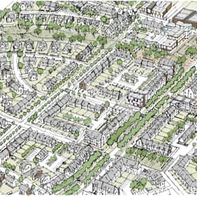 A computer generated image of Shawfair town.