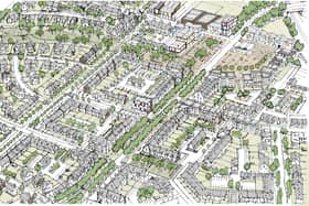 A computer generated image of Shawfair town.