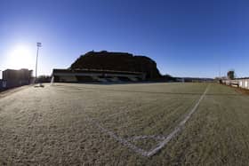 The Dumbarton Stadium pitch will be subject to a pitch inspection prior to the scheduled visit of Rangers in the Scottish Cup on Saturday. (Photo by Alan Harvey / SNS Group)