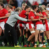 Wales celebrate their last-ditch Pool A win over Scotland at the World Cup.
