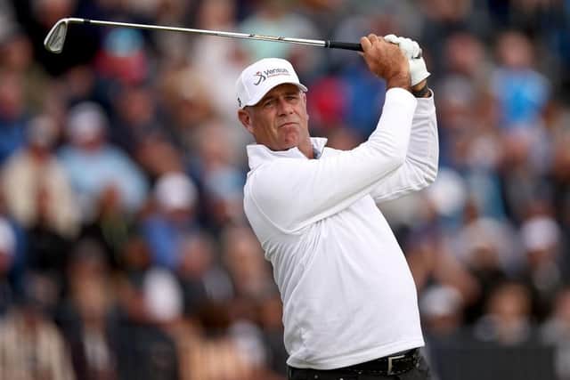 2019 winner Stewart Cink opened with a bogey-free 69 on a tough course at the Hoylake venue. Picture: Jared C. Tilton/Getty Images.