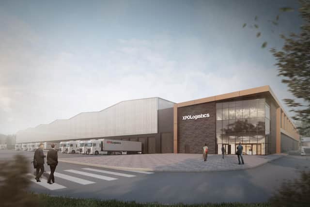 A CGI image of the proposed facility, which would encompass a 300,000-square-foot warehouse for storage and distribution, with associated offices. Picture: contributed.