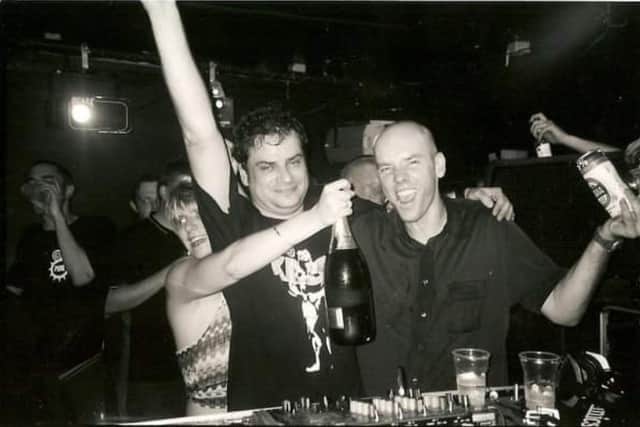 DJs Twitch and Brainstorm - Keith McIvor and Andy Watson - celebrate another stormer at Pure. PIC: Kris Walker.