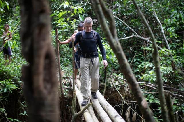 Missing Dom Phillips visits Aldeia Maloca Papiú, Roraima State in Brazil, in 2019.