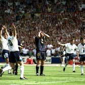 Despair for Gary McAllister as David Seaman saves his penalty at 1-0