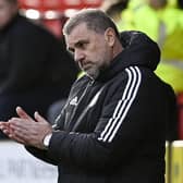 Ange Postecoglou watches on as his Celtic team cruised to a 4-1 win over St Johnstone.