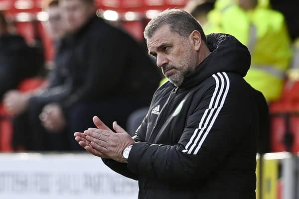 Ange Postecoglou watches on as his Celtic team cruised to a 4-1 win over St Johnstone.
