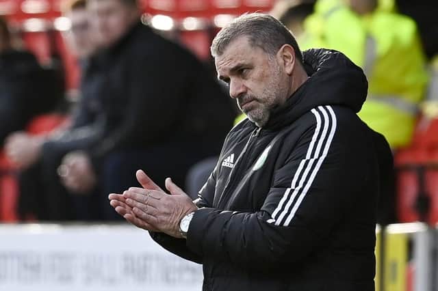 Ange Postecoglou watches on as his Celtic team cruised to a 4-1 win over St Johnstone.