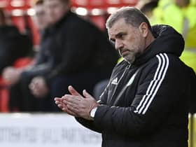 Ange Postecoglou watches on as his Celtic team cruised to a 4-1 win over St Johnstone.