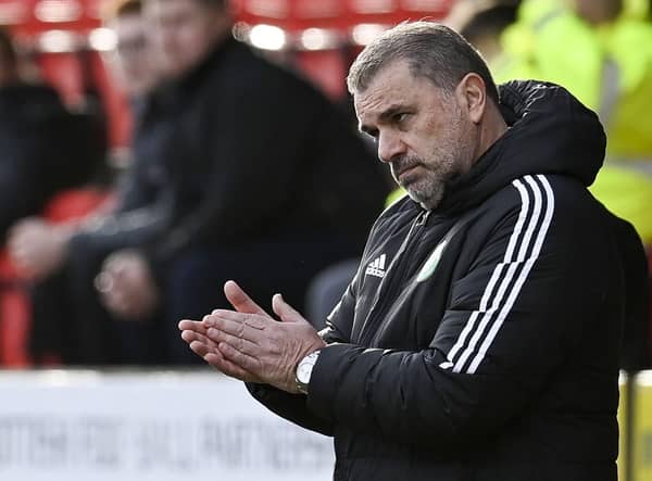 Ange Postecoglou watches on as his Celtic team cruised to a 4-1 win over St Johnstone.