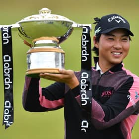 Min Woo Lee celebrates with the trophy after winning the abrdn Scottish Open at The Renaissance Club last month. Picture: Mark Runnacles/Getty Images.