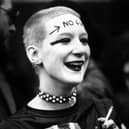 A woman with the words 'no future' written on her forehead waits outside the Rainbow Theatre, London, before a gig by The Jam and The Clash in 1977 (Picture: Chris Moorhouse/Getty Images)