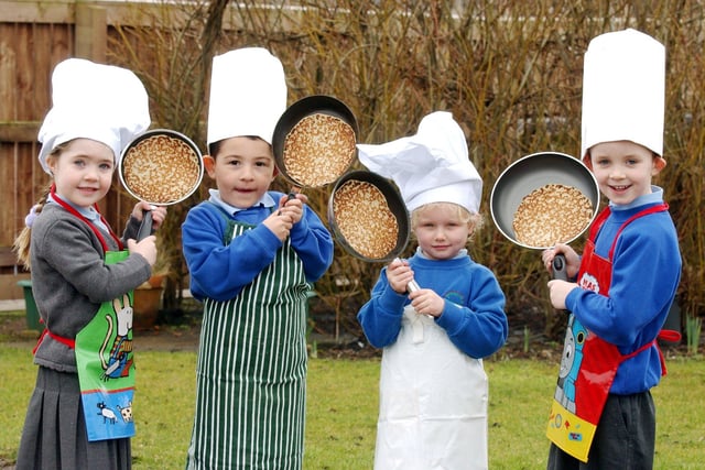 Newbottle Primary School pupils were having a great time on Pancake Day in 2006.