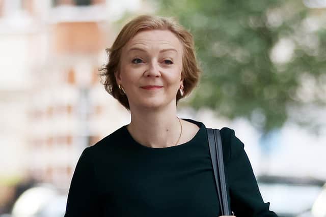 Foreign secretary and Conservative leadership frontrunner Liz Truss arrives for 'Sunday with Laura Kuenssberg'. Picture: Hollie Adams/Getty Images
