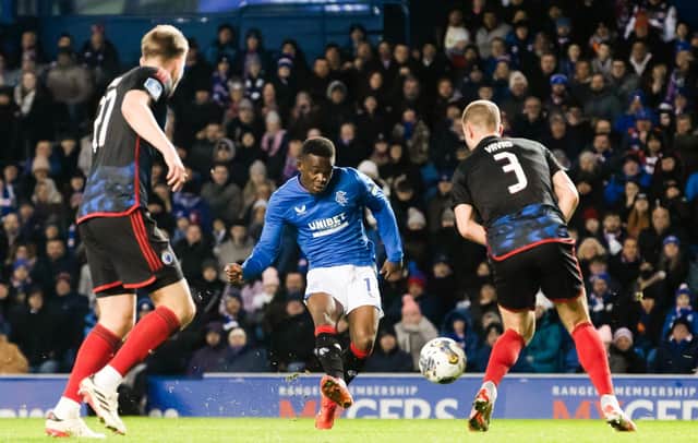 Rabbi Matondo scores Rangers opener in the 2-2 friendly draw with Copenhagen at Ibrox on Tuesday. (Photo by Alan Harvey / SNS Group)