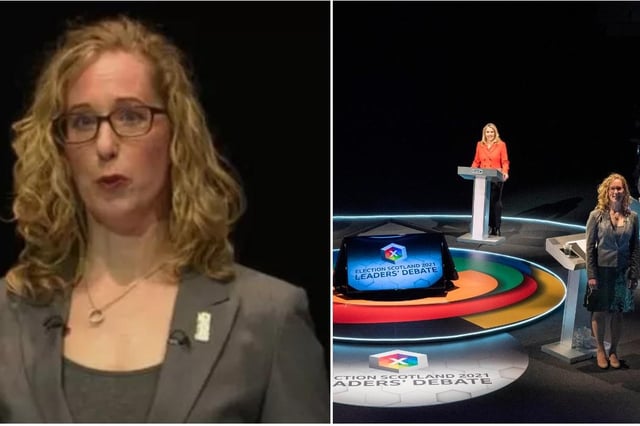 The leaders of Scotland's five larger political parties, including Lorna Slater from the Scottish Greens, debated the big issues ahead of the Holyrood election (BBC/Getty Images)